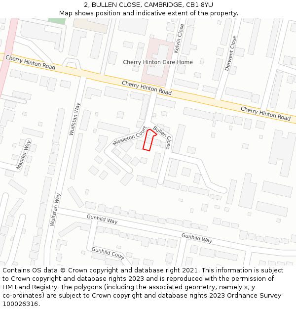 2, BULLEN CLOSE, CAMBRIDGE, CB1 8YU: Location map and indicative extent of plot