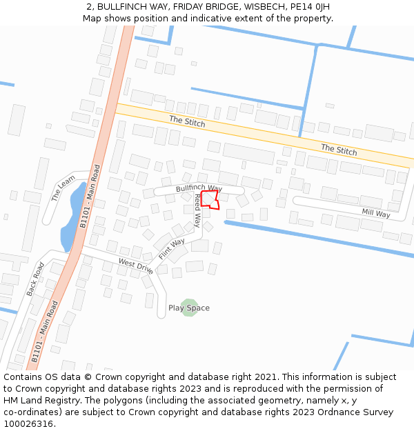 2, BULLFINCH WAY, FRIDAY BRIDGE, WISBECH, PE14 0JH: Location map and indicative extent of plot