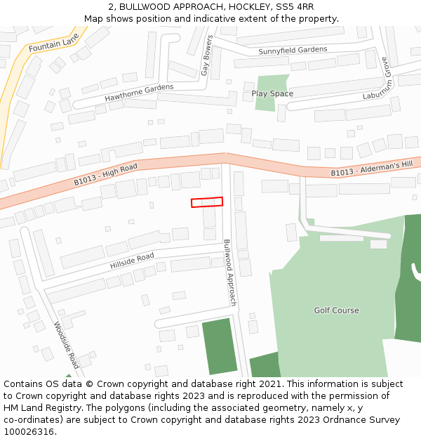 2, BULLWOOD APPROACH, HOCKLEY, SS5 4RR: Location map and indicative extent of plot