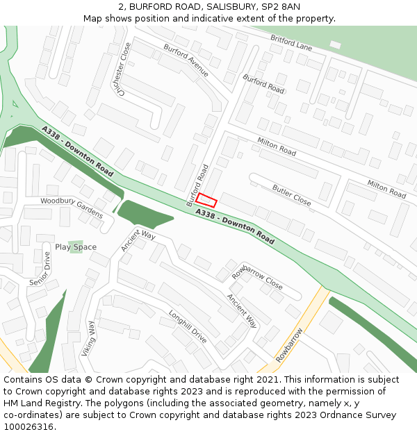 2, BURFORD ROAD, SALISBURY, SP2 8AN: Location map and indicative extent of plot