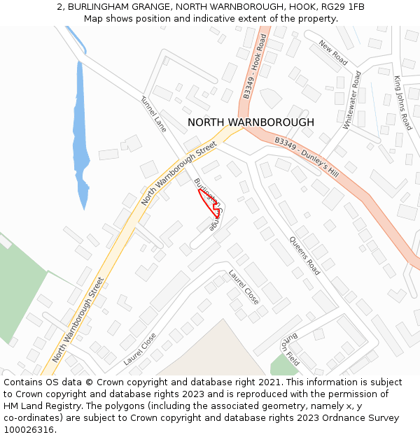 2, BURLINGHAM GRANGE, NORTH WARNBOROUGH, HOOK, RG29 1FB: Location map and indicative extent of plot