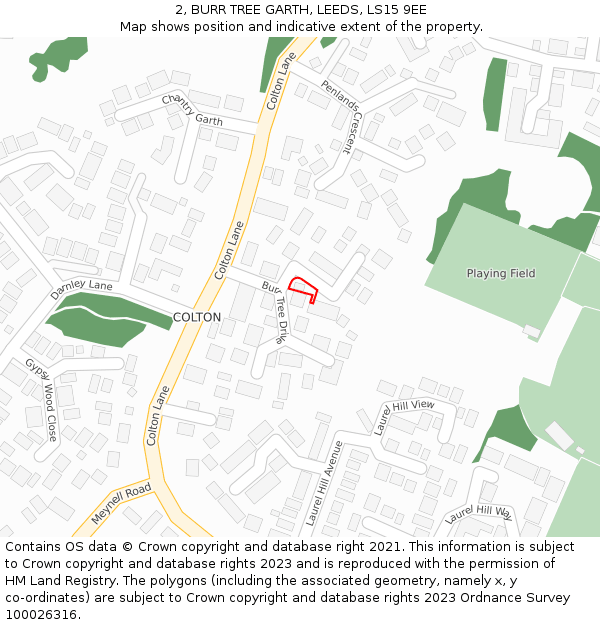 2, BURR TREE GARTH, LEEDS, LS15 9EE: Location map and indicative extent of plot