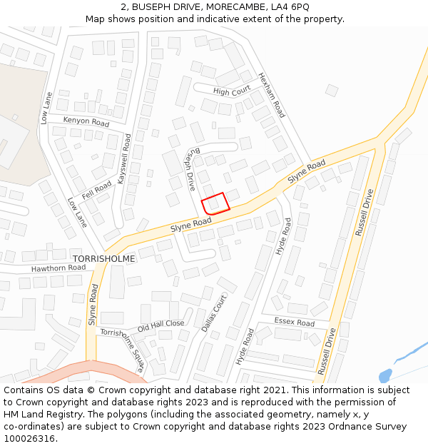 2, BUSEPH DRIVE, MORECAMBE, LA4 6PQ: Location map and indicative extent of plot