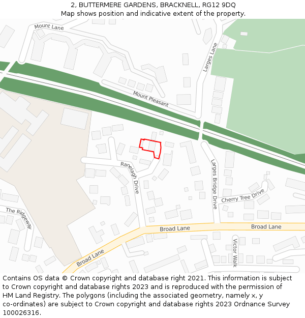 2, BUTTERMERE GARDENS, BRACKNELL, RG12 9DQ: Location map and indicative extent of plot