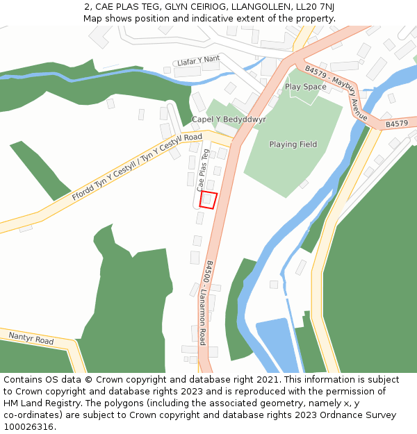 2, CAE PLAS TEG, GLYN CEIRIOG, LLANGOLLEN, LL20 7NJ: Location map and indicative extent of plot