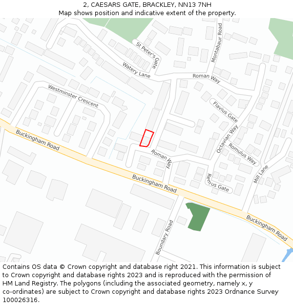 2, CAESARS GATE, BRACKLEY, NN13 7NH: Location map and indicative extent of plot