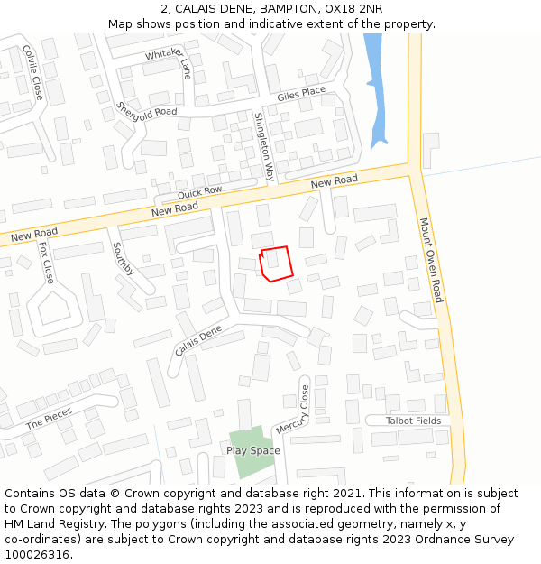 2, CALAIS DENE, BAMPTON, OX18 2NR: Location map and indicative extent of plot