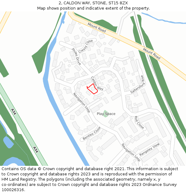 2, CALDON WAY, STONE, ST15 8ZX: Location map and indicative extent of plot