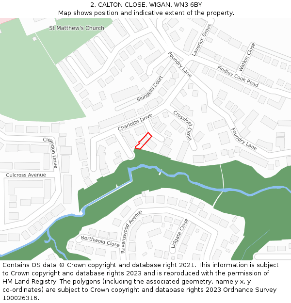 2, CALTON CLOSE, WIGAN, WN3 6BY: Location map and indicative extent of plot