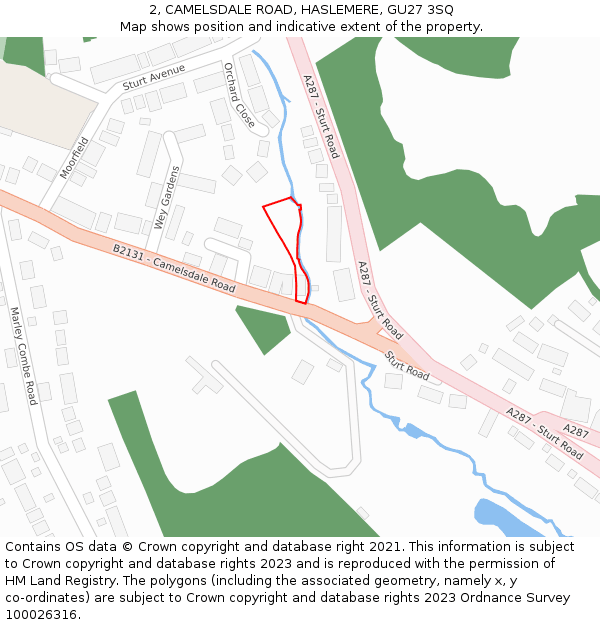 2, CAMELSDALE ROAD, HASLEMERE, GU27 3SQ: Location map and indicative extent of plot
