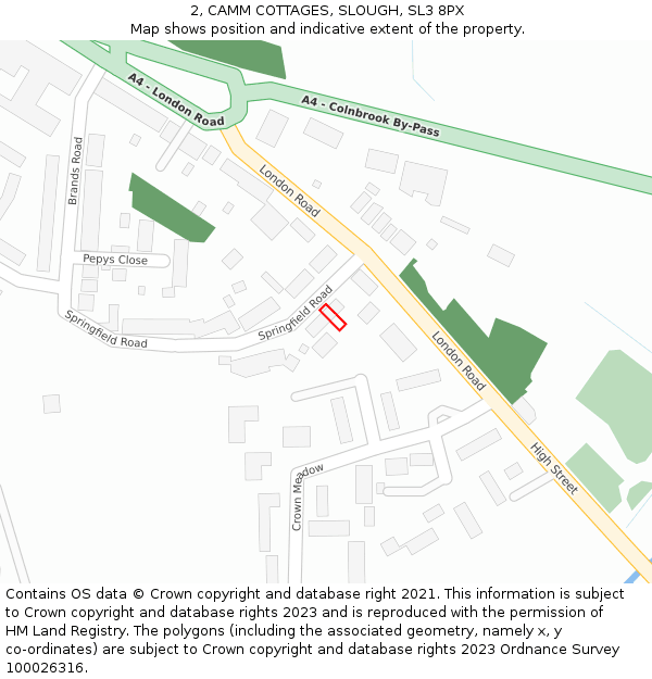 2, CAMM COTTAGES, SLOUGH, SL3 8PX: Location map and indicative extent of plot