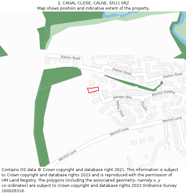 2, CANAL CLOSE, CALNE, SN11 0RZ: Location map and indicative extent of plot