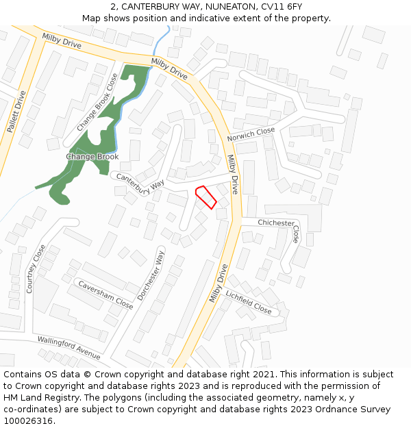 2, CANTERBURY WAY, NUNEATON, CV11 6FY: Location map and indicative extent of plot