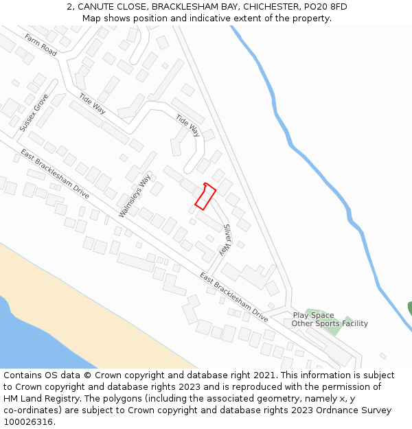 2, CANUTE CLOSE, BRACKLESHAM BAY, CHICHESTER, PO20 8FD: Location map and indicative extent of plot