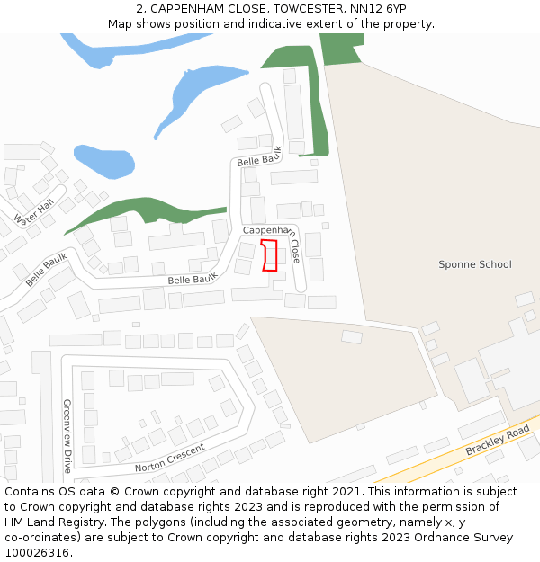 2, CAPPENHAM CLOSE, TOWCESTER, NN12 6YP: Location map and indicative extent of plot