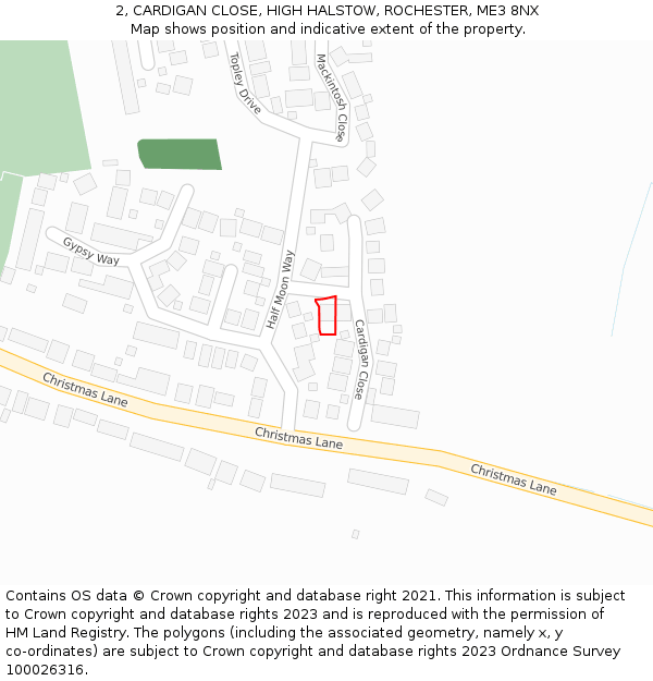 2, CARDIGAN CLOSE, HIGH HALSTOW, ROCHESTER, ME3 8NX: Location map and indicative extent of plot