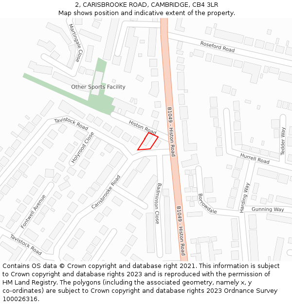 2, CARISBROOKE ROAD, CAMBRIDGE, CB4 3LR: Location map and indicative extent of plot