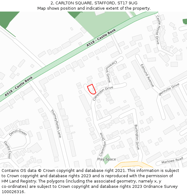 2, CARLTON SQUARE, STAFFORD, ST17 9UG: Location map and indicative extent of plot