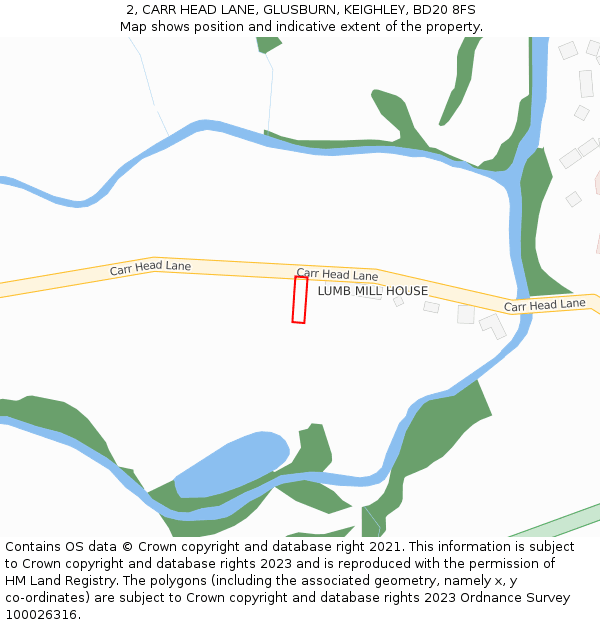2, CARR HEAD LANE, GLUSBURN, KEIGHLEY, BD20 8FS: Location map and indicative extent of plot