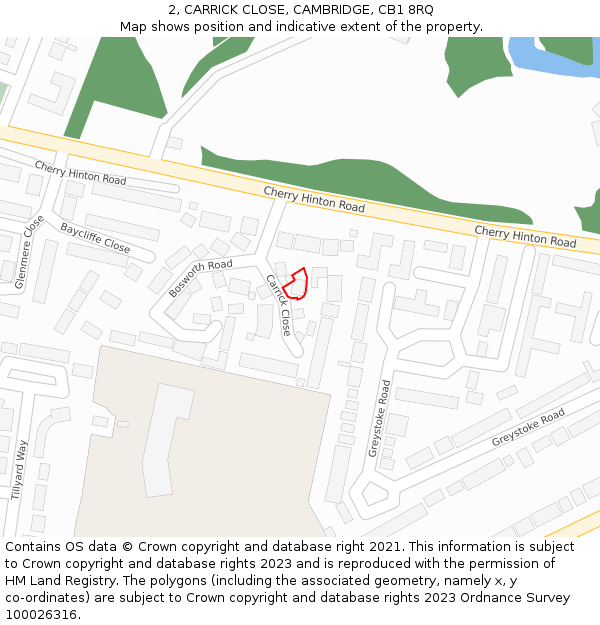 2, CARRICK CLOSE, CAMBRIDGE, CB1 8RQ: Location map and indicative extent of plot