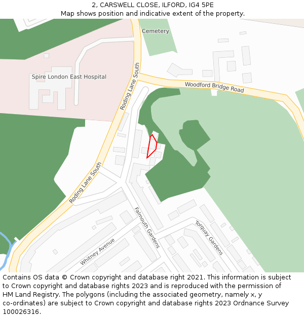2, CARSWELL CLOSE, ILFORD, IG4 5PE: Location map and indicative extent of plot