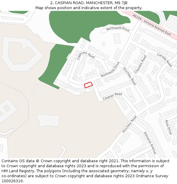 2, CASPIAN ROAD, MANCHESTER, M9 7JB: Location map and indicative extent of plot