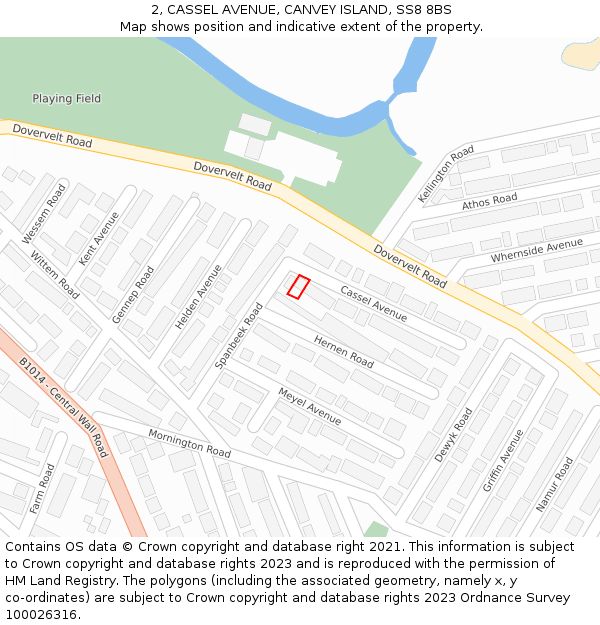 2, CASSEL AVENUE, CANVEY ISLAND, SS8 8BS: Location map and indicative extent of plot