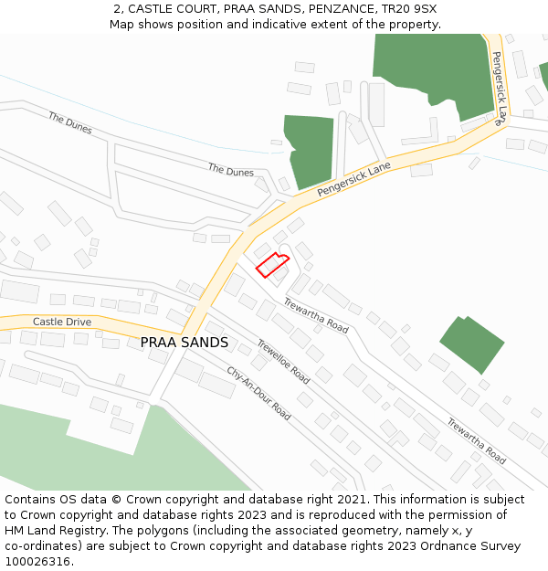 2, CASTLE COURT, PRAA SANDS, PENZANCE, TR20 9SX: Location map and indicative extent of plot