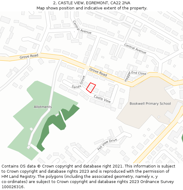 2, CASTLE VIEW, EGREMONT, CA22 2NA: Location map and indicative extent of plot