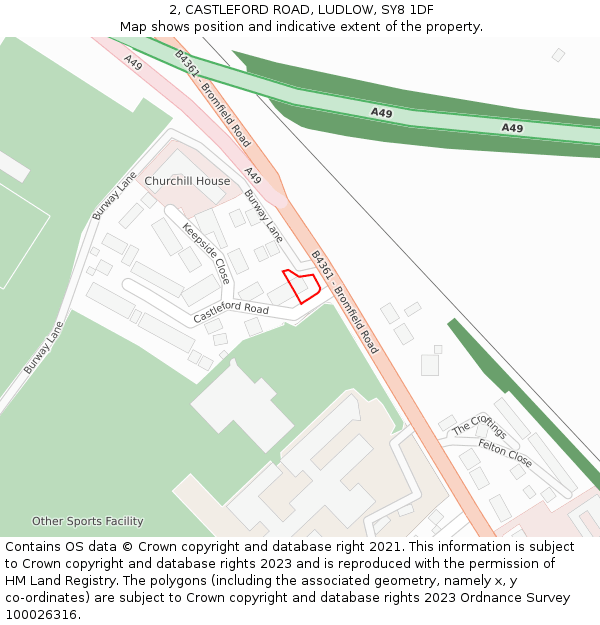 2, CASTLEFORD ROAD, LUDLOW, SY8 1DF: Location map and indicative extent of plot