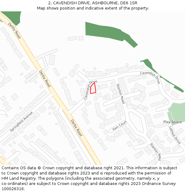 2, CAVENDISH DRIVE, ASHBOURNE, DE6 1SR: Location map and indicative extent of plot