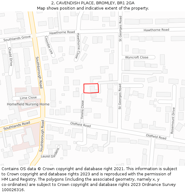2, CAVENDISH PLACE, BROMLEY, BR1 2GA: Location map and indicative extent of plot