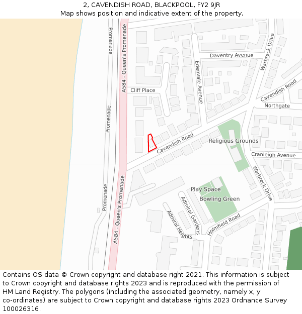 2, CAVENDISH ROAD, BLACKPOOL, FY2 9JR: Location map and indicative extent of plot