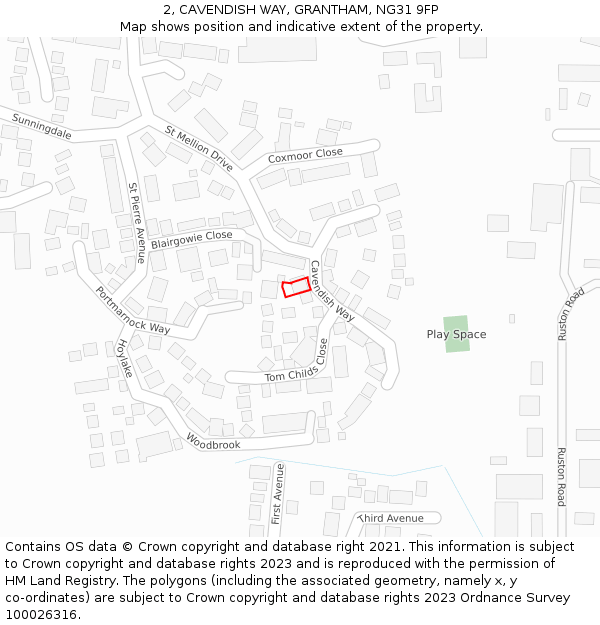 2, CAVENDISH WAY, GRANTHAM, NG31 9FP: Location map and indicative extent of plot