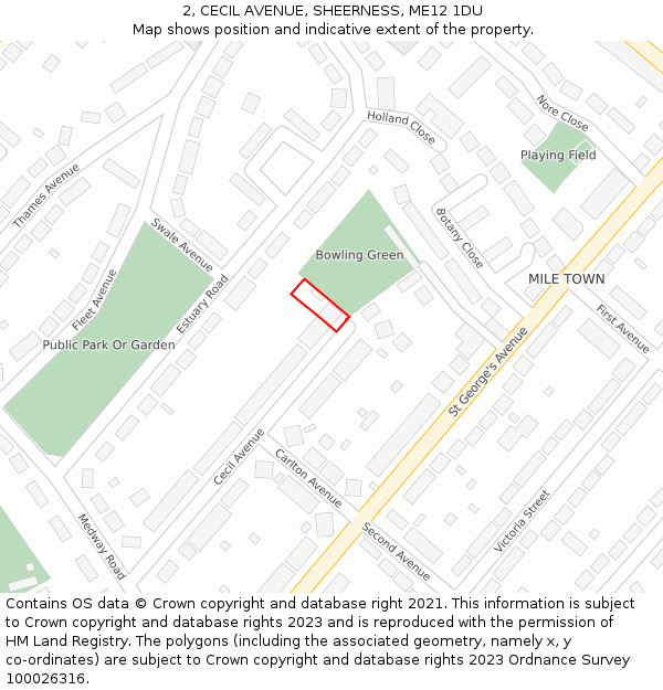 2, CECIL AVENUE, SHEERNESS, ME12 1DU: Location map and indicative extent of plot