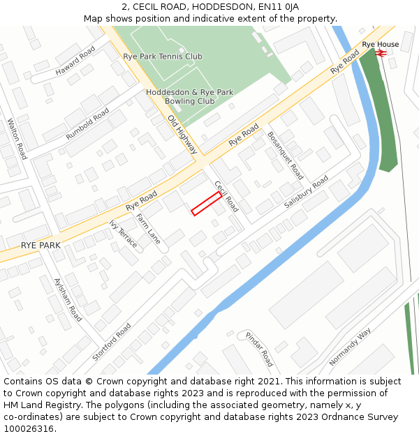 2, CECIL ROAD, HODDESDON, EN11 0JA: Location map and indicative extent of plot