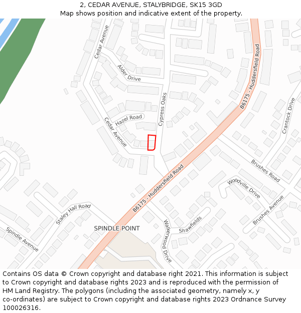 2, CEDAR AVENUE, STALYBRIDGE, SK15 3GD: Location map and indicative extent of plot