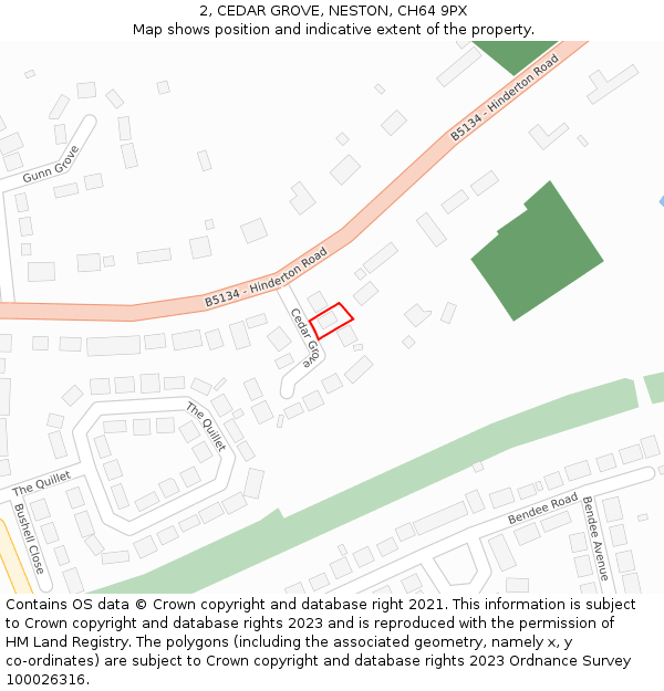 2, CEDAR GROVE, NESTON, CH64 9PX: Location map and indicative extent of plot