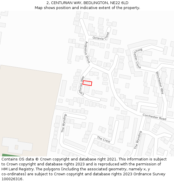 2, CENTURIAN WAY, BEDLINGTON, NE22 6LD: Location map and indicative extent of plot