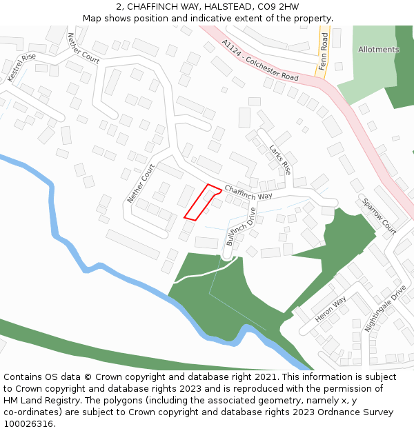 2, CHAFFINCH WAY, HALSTEAD, CO9 2HW: Location map and indicative extent of plot