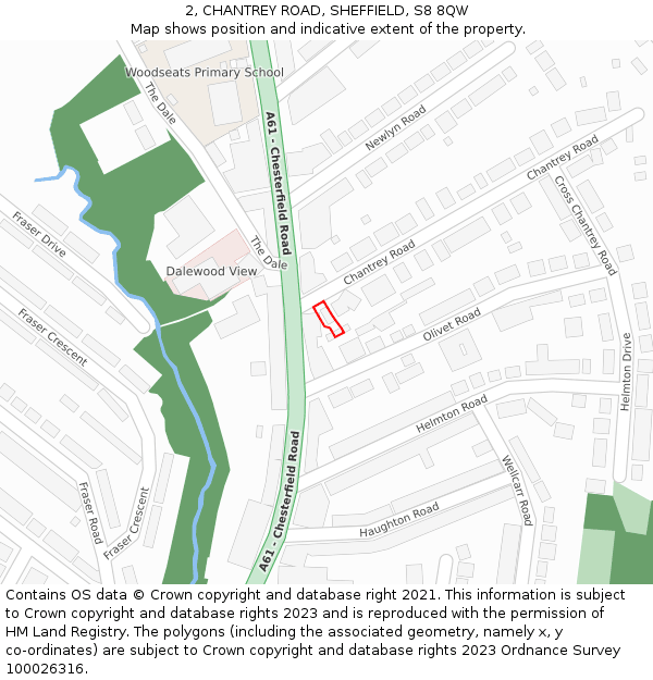2, CHANTREY ROAD, SHEFFIELD, S8 8QW: Location map and indicative extent of plot