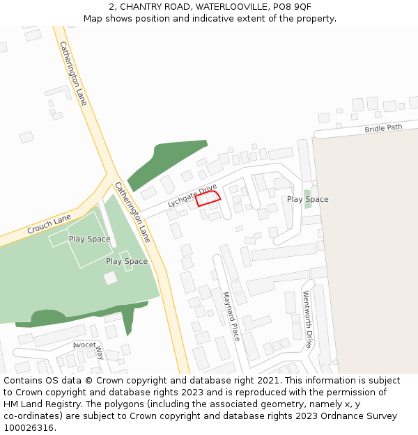 2, CHANTRY ROAD, WATERLOOVILLE, PO8 9QF: Location map and indicative extent of plot