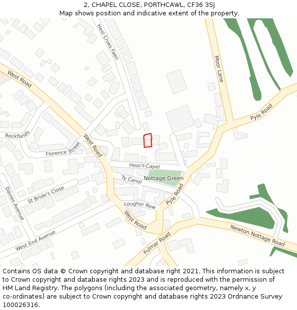 2, CHAPEL CLOSE, PORTHCAWL, CF36 3SJ: Location map and indicative extent of plot