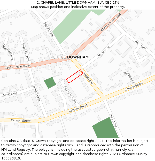 2, CHAPEL LANE, LITTLE DOWNHAM, ELY, CB6 2TN: Location map and indicative extent of plot