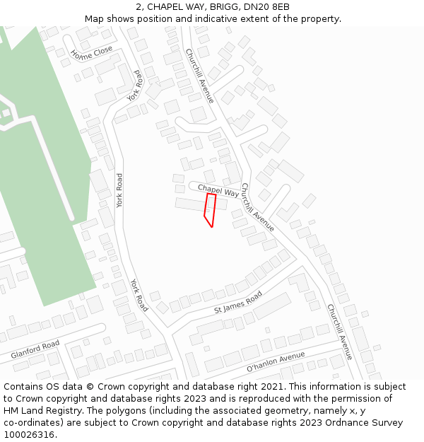 2, CHAPEL WAY, BRIGG, DN20 8EB: Location map and indicative extent of plot