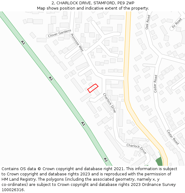 2, CHARLOCK DRIVE, STAMFORD, PE9 2WP: Location map and indicative extent of plot