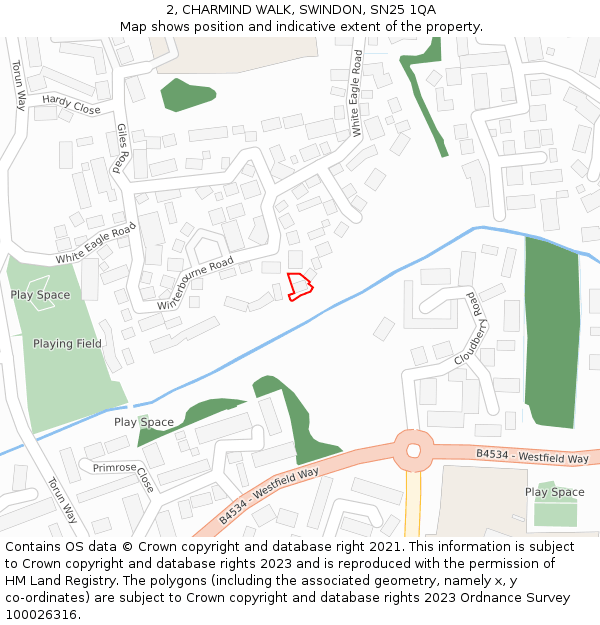 2, CHARMIND WALK, SWINDON, SN25 1QA: Location map and indicative extent of plot