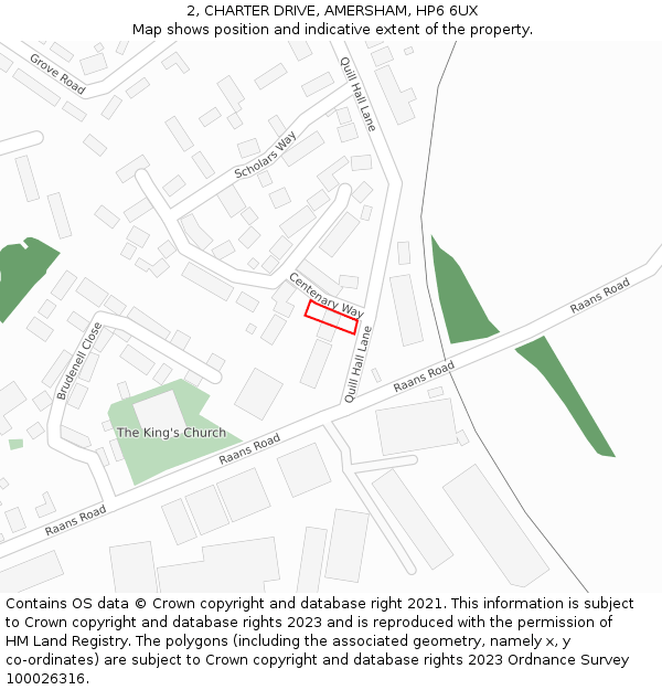 2, CHARTER DRIVE, AMERSHAM, HP6 6UX: Location map and indicative extent of plot