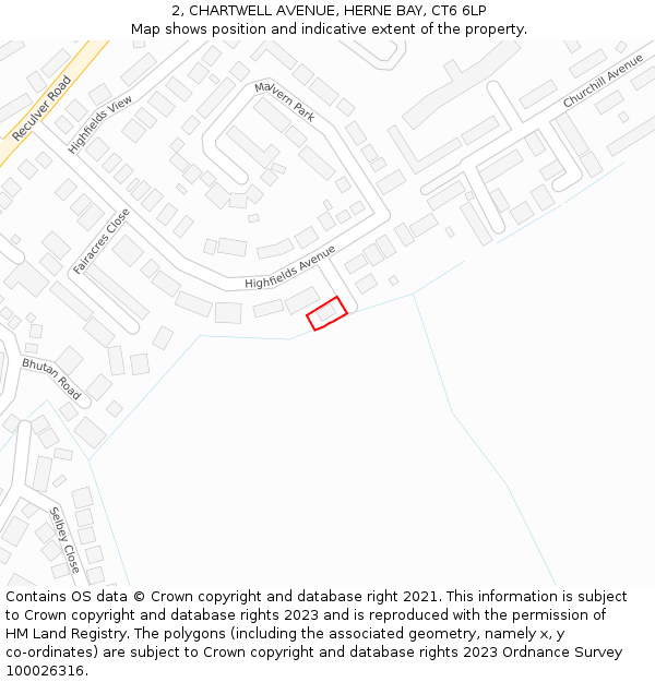 2, CHARTWELL AVENUE, HERNE BAY, CT6 6LP: Location map and indicative extent of plot