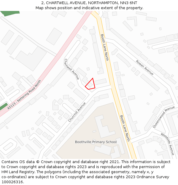 2, CHARTWELL AVENUE, NORTHAMPTON, NN3 6NT: Location map and indicative extent of plot
